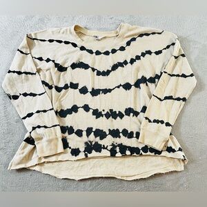 Women’s Large Volcom Striped Tie Dye Long Sleeve Shirt Black/Cream